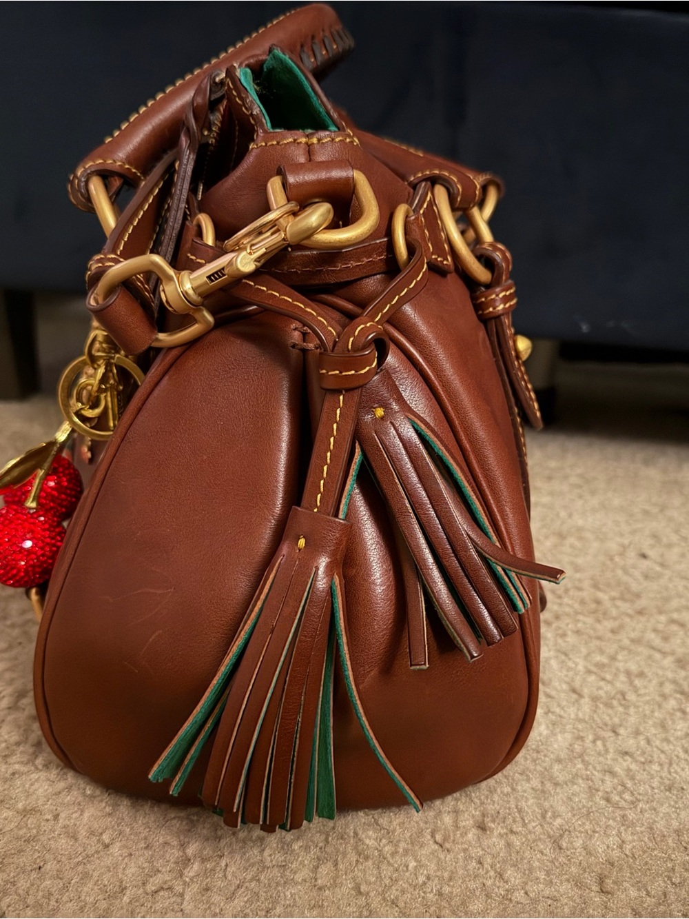 Dooney & Bourke Florentine Satchel in chestnut with charms - Picture 8 of 10